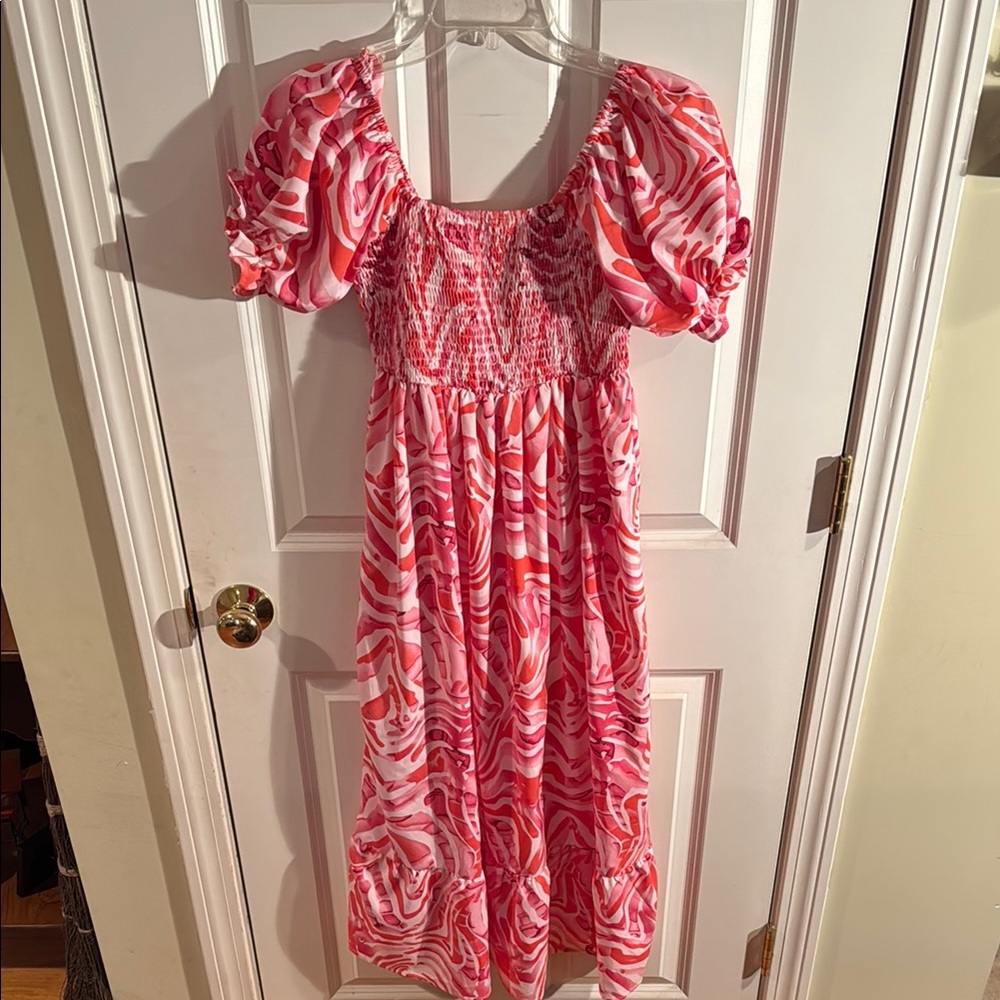 Pink Puff Sleeve Maxi Sundress